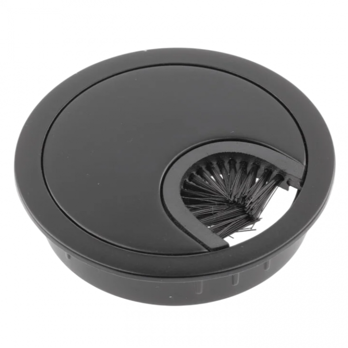 Suport doza trecere cablu metalica, finisaj negru mat, cu perii Ø60 mm [1]
