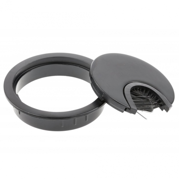 Suport doza trecere cablu metalica, finisaj negru mat, cu perii Ø60 mm [2]