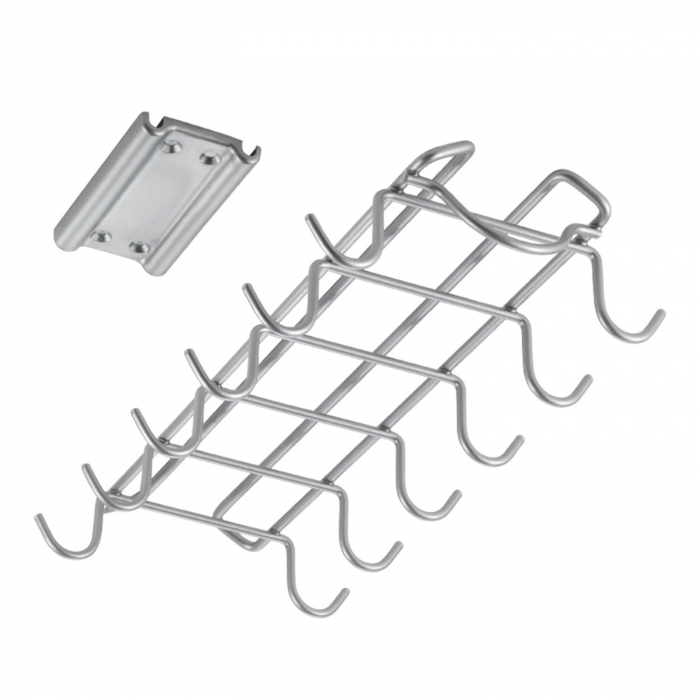 Suport glisant cu 12 carlige pentru cani, cesti sau ustensile de bucatarie, Slide Hooks 13*28*5 cm, gri [2]