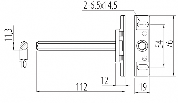 Suport invizibil pentru raft, finisaj crom GT, L:112 mm [2]