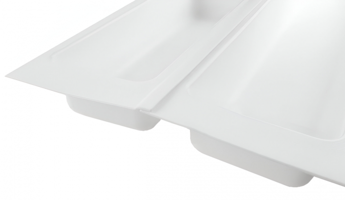 Suport modular organizare tacamuri, cu doua compartimente, alb, 107x480 mm [3]