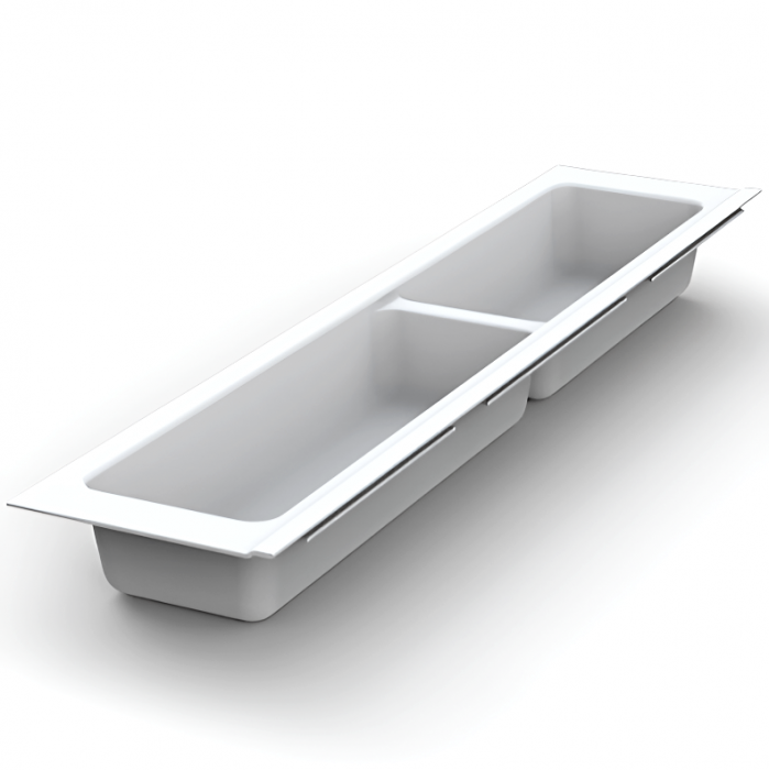 Suport modular organizare tacamuri, cu doua compartimente, alb, 107x480 mm [2]