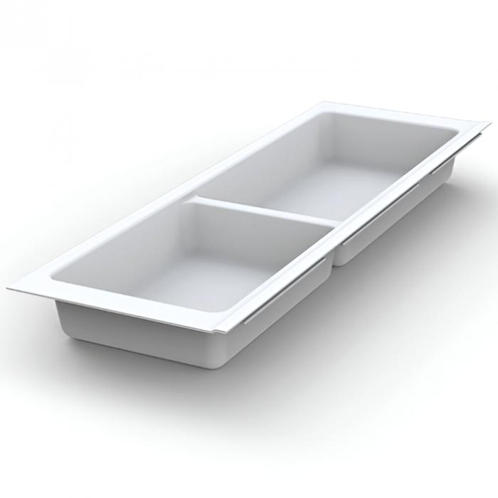 Suport modular organizare tacamuri, cu doua compartimente, alb, 157x480 mm [2]