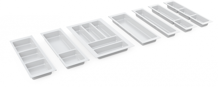 Suport modular organizare tacamuri, cu doua compartimente, alb, 157x480 mm [7]