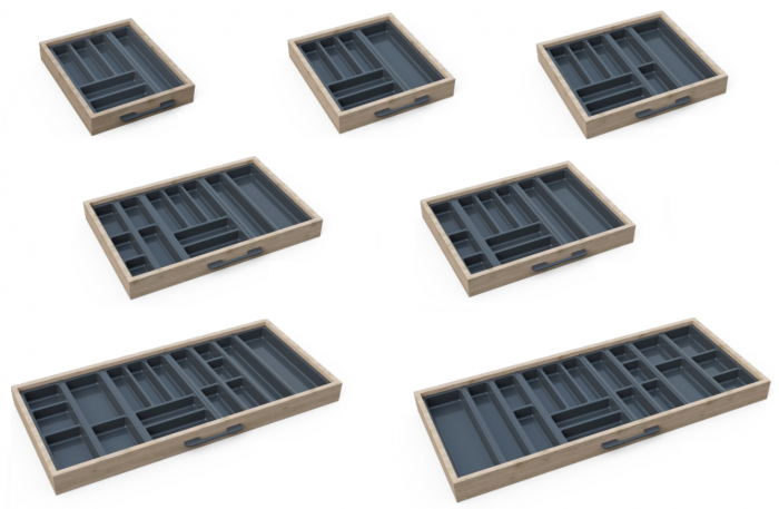 Suport modular organizare tacamuri, cu un compartiment, antracit, 157x480 mm [7]