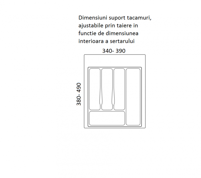 Suport organizare tacamuri, alb, pentru latime exterioara corp 450 mm, montabil in sertar de bucatarie [2]