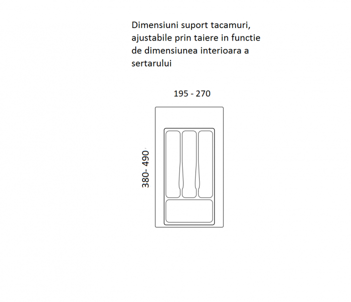 Suport organizare tacamuri, alb, pentru latime exterioara corp 350 mm, montabil in sertar de bucatarie [2]