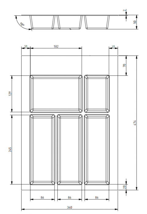 Suport organizare tacamuri Axispace, alb, pentru latime exterioara corp 400 mm, montabil in sertar de bucatarie [2]