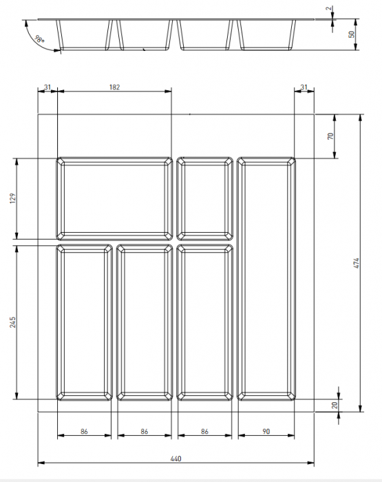Suport organizare tacamuri Axispace, alb, pentru latime exterioara corp 500 mm, montabil in sertar de bucatarie [2]