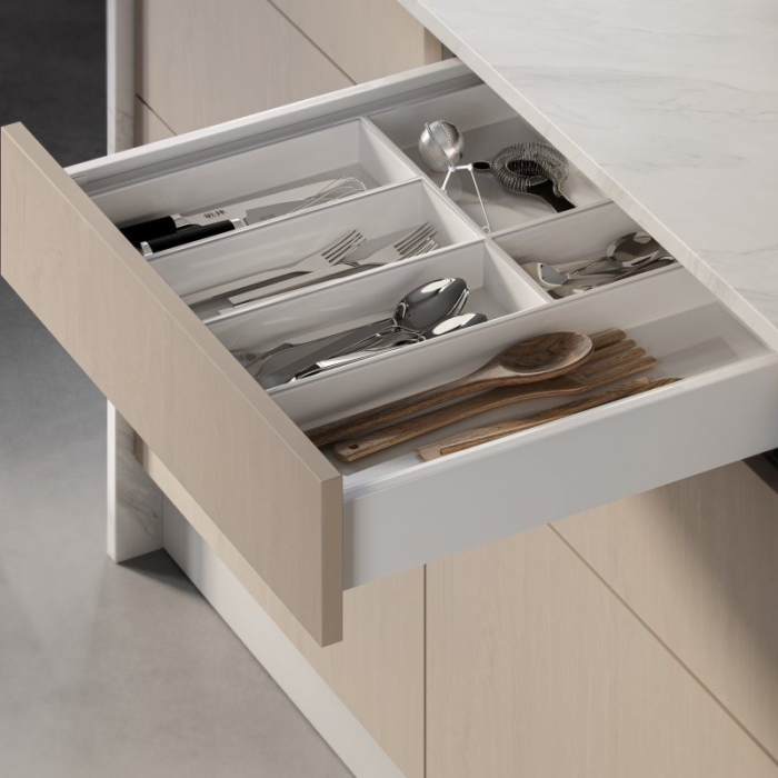 Suport organizare tacamuri Axispace, alb, montabil in sertar de bucatarie [3]