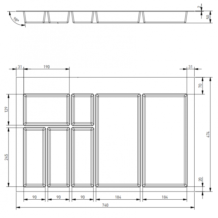 Suport organizare tacamuri Axispace, alb, pentru latime exterioara corp 800 mm, montabil in sertar de bucatarie [2]