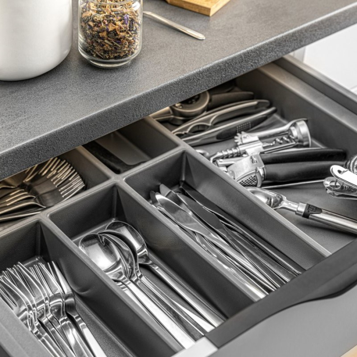 Suport organizare tacamuri Axispace, gri antracit, montabil in sertar de bucatarie [3]