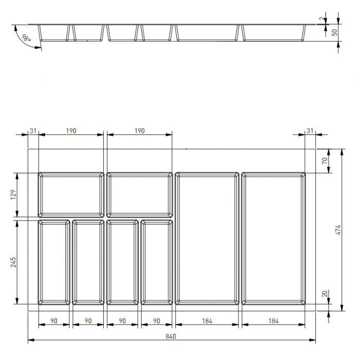 Suport organizare tacamuri Axispace, gri antracit, pentru latime exterioara corp 900 mm, montabil in sertar de bucatarie [2]