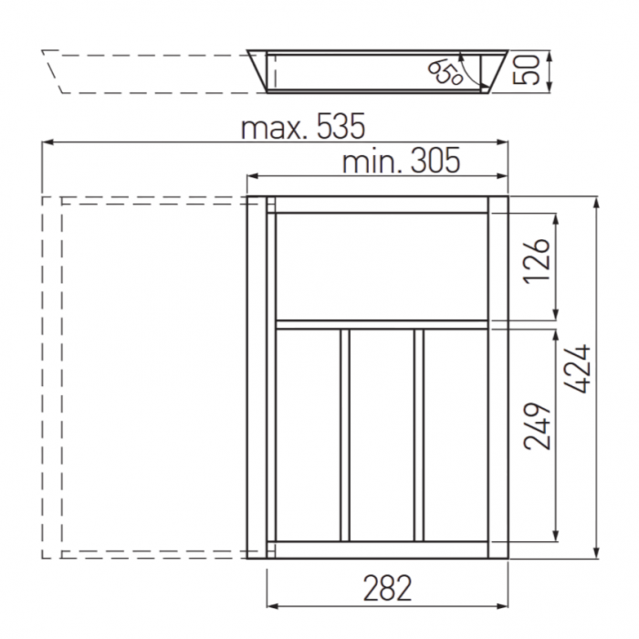 Suport organizare tacamuri Customi, extensibil 400-600 mm, pentru latime exterioara corp 450 mm, fag [7]