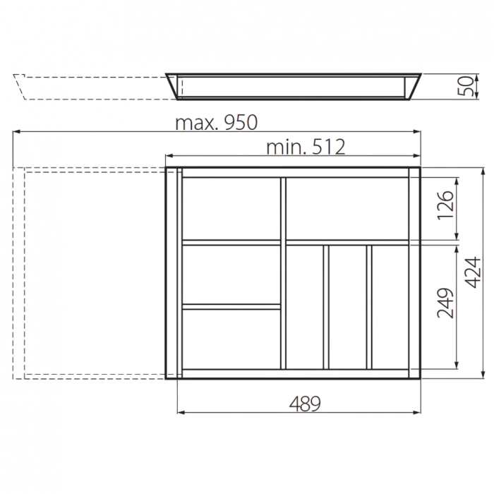 Suport organizare tacamuri Customi, extensibil 600-1000 mm, pentru latime exterioara corp 450 mm, fag [10]