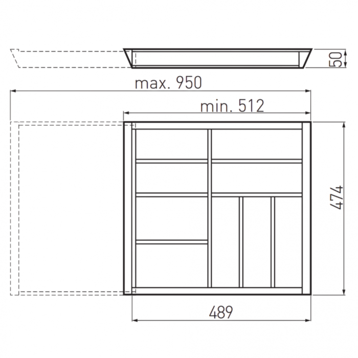 Suport organizare tacamuri Customi, extensibil 600-1000 mm, pentru latime exterioara corp 500 mm, fag [9]