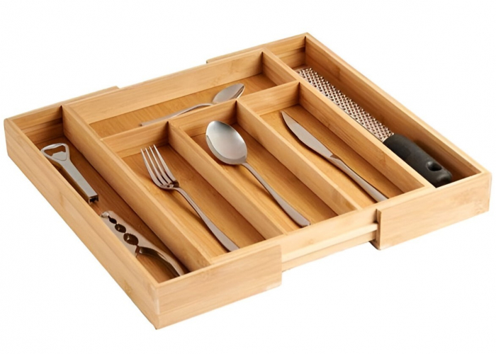 Suport organizare tacamuri, extensibil pe latime de la 290 mm la 410 mm, din bambus [2]