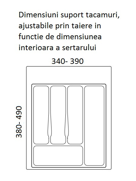 Suport organizare tacamuri, gri, pentru latime exterioara corp 450 mm, montabil in sertar de bucatarie [2]