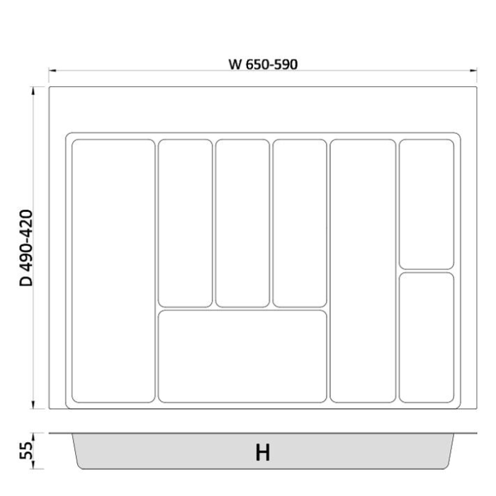 Suport organizare tacamuri Max, alb, pentru latime exterioara corp 700 mm, montabil in sertar de bucatarie, 490x650 mm [3]