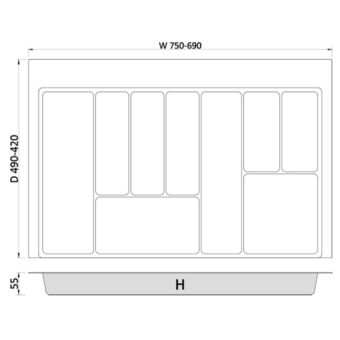 Suport organizare tacamuri Max, alb, pentru latime exterioara corp 800 mm [3]
