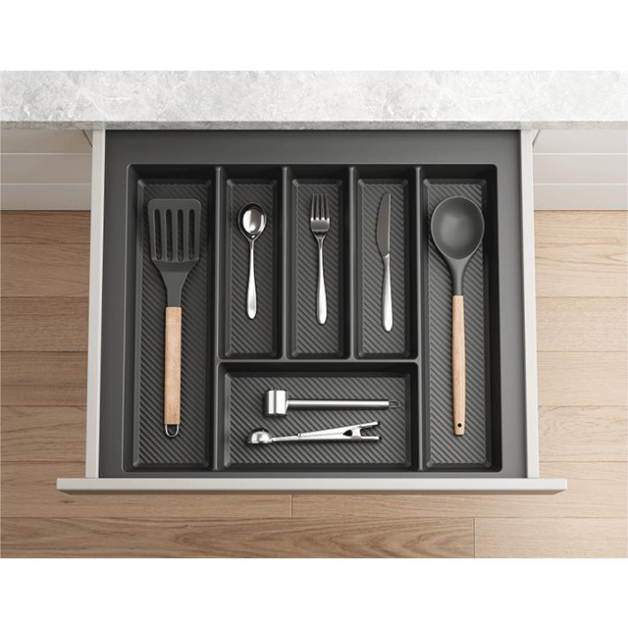 Suport organizare tacamuri Max, gri grafit, pentru latime exterioara corp 600 mm, montabil in sertar de bucatarie, 490x550 mm [2]