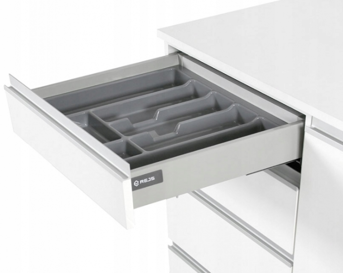Suport organizare tacamuri Uni, gri metalizat, pentru latime exterioara corp 700 mm, montabil in sertar de bucatarie, 630x430 mm [2]
