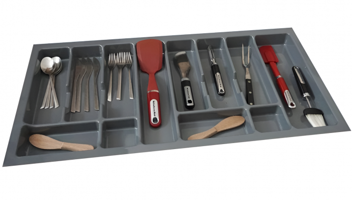 Suport organizare tacamuri Uni, gri metalizat, pentru latime exterioara corp 900 mm, montabil in sertar de bucatarie, 830x430 mm [2]