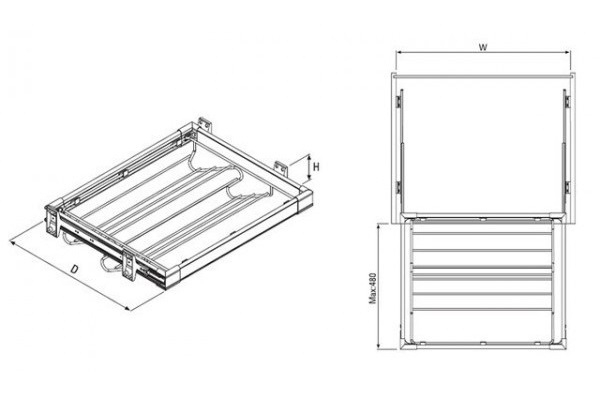 Suport pantofi extensibil tip sertar cu amortizare S6264G pentru corp dressing cu latime de 900 mm, finisaj Crom/Aluminiu [2]
