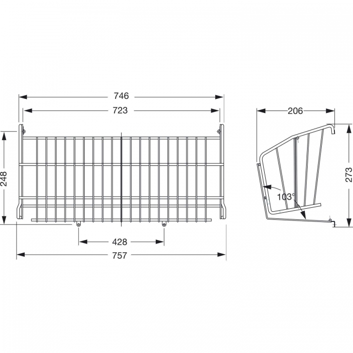 Suport pantofi incorporabil pentru latime corp 800 mm, gri [3]