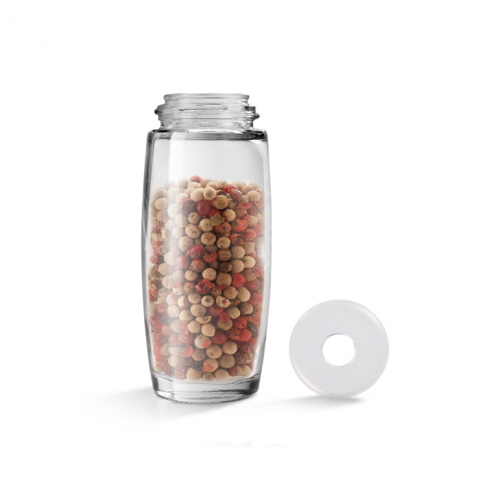 Suport pentru condimente carusel Spice 8 cu 8 recipiente din sticla cu capace albe [9]