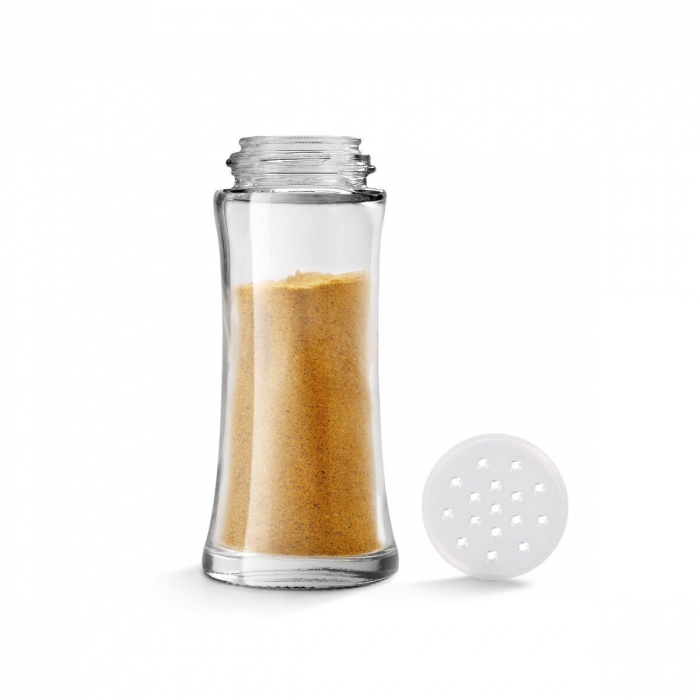 Suport pentru condimente carusel Spice 8 cu 8 recipiente din sticla cu capace albe [10]
