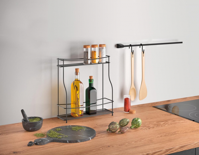 Suport pentru condimente cu 2 niveluri Balsamico Lava, negru, 35x12x37 cm [3]