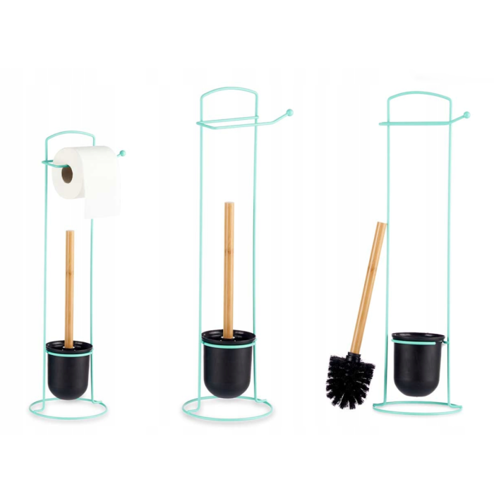 Suport pentru hârtie igienică și perie WC Berilo, verde mentă, H:57 cm [2]