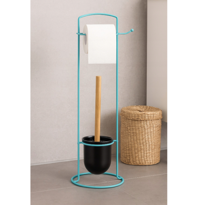Suport pentru hârtie igienică și perie WC Berilo, verde mentă, H:57 cm [4]