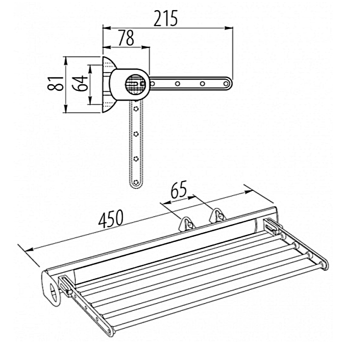Suport pentru pantaloni extractibil cu 4 brate, finisaj aluminiu, L:450 mm [2]