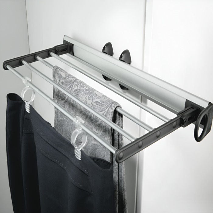 Suport pentru pantaloni extractibil cu 4 brate, finisaj aluminiu, L:450 mm [3]