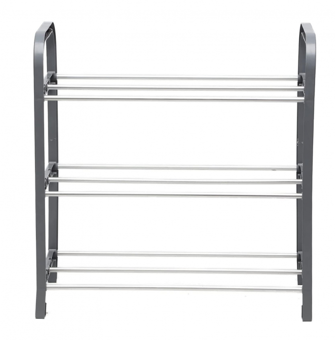 Suport pentru pantofi cu 3 rafturi, gri, 40x19x42 cm [2]