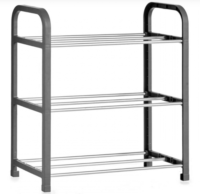 Suport pentru pantofi cu 3 rafturi, gri, 40x19x42 cm [1]