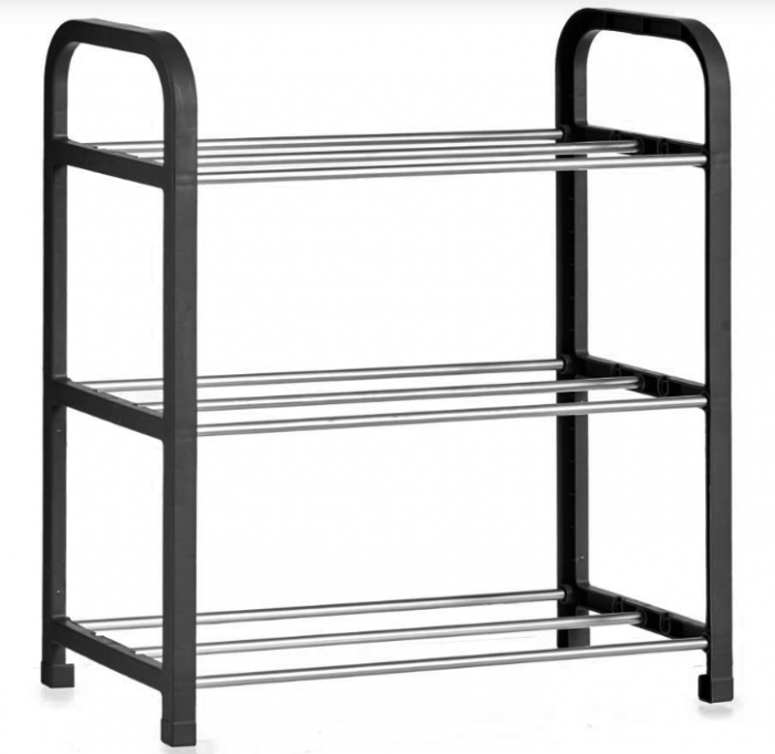 Suport pentru pantofi cu 3 rafturi, negru, 40x19x42 cm [1]