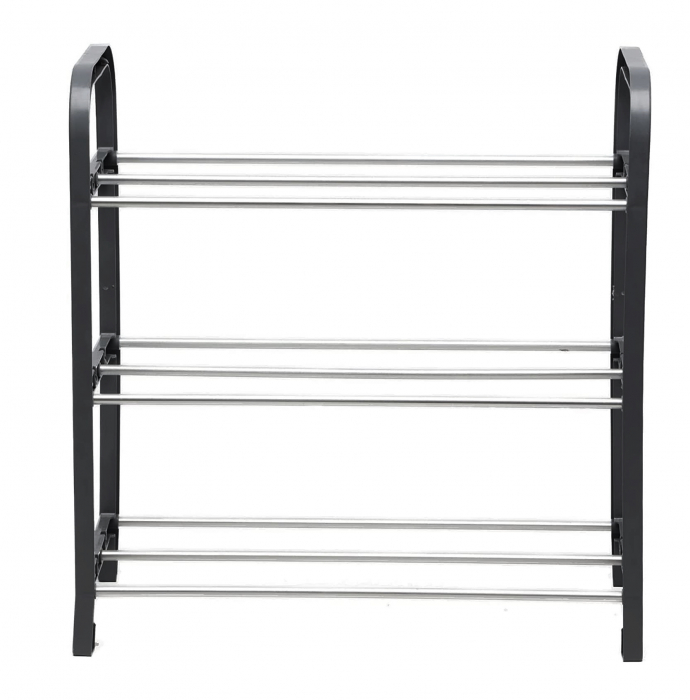 Suport pentru pantofi cu 3 rafturi, negru, 40x19x42 cm [2]