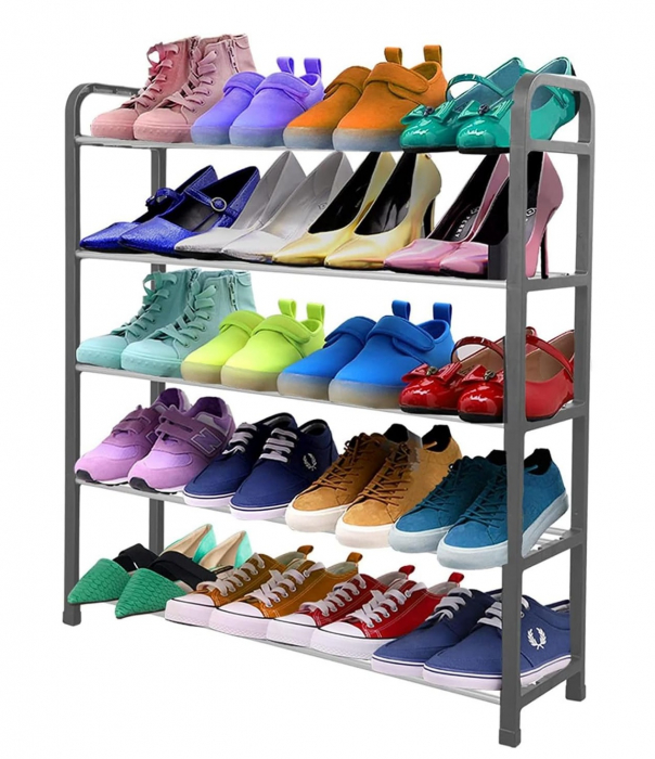 Suport pentru pantofi cu 5 rafturi, gri, 50x19x68 cm [3]