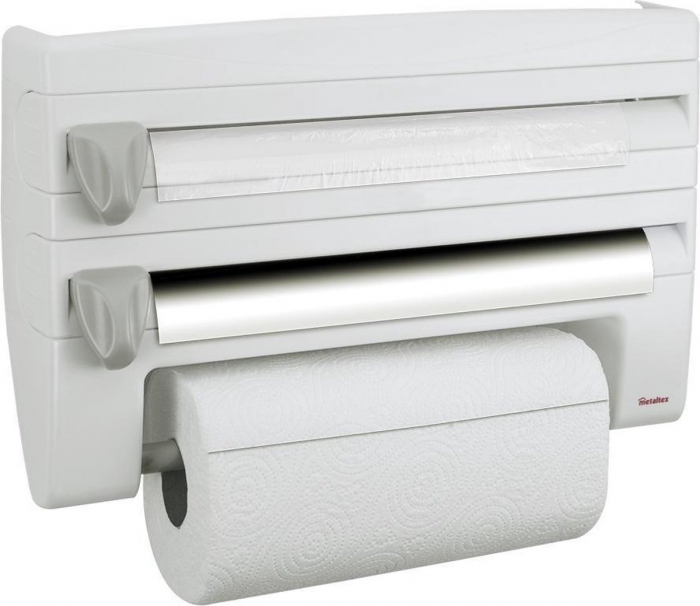Suport pentru rola de hartie, folie si hartie de copt, Roll'n Roll, alb, 39x10x25 cm [1]