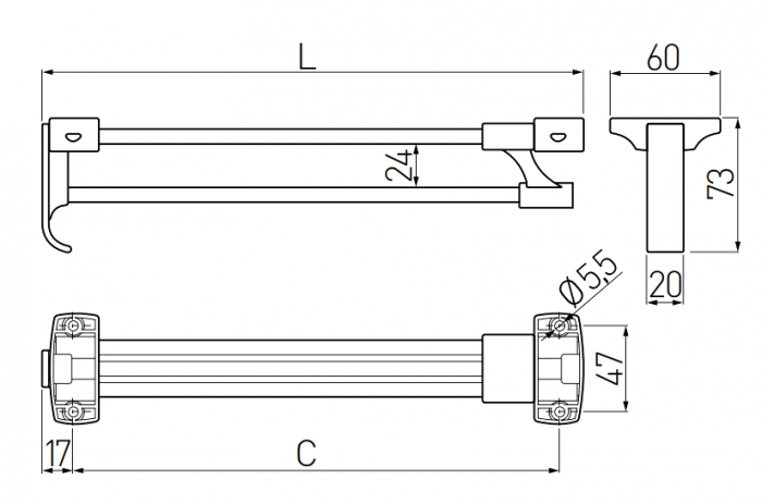 Suport pentru umerase extractibil WSD, 400 mm [12]