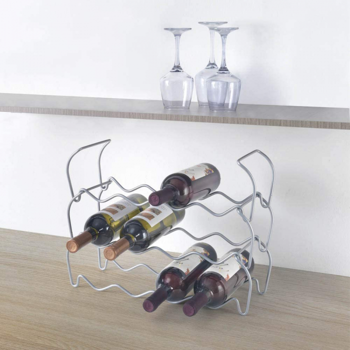 Suport pentru vinuri, modular, cu trei niveluri, Wine Bar Polytherm, gri [2]