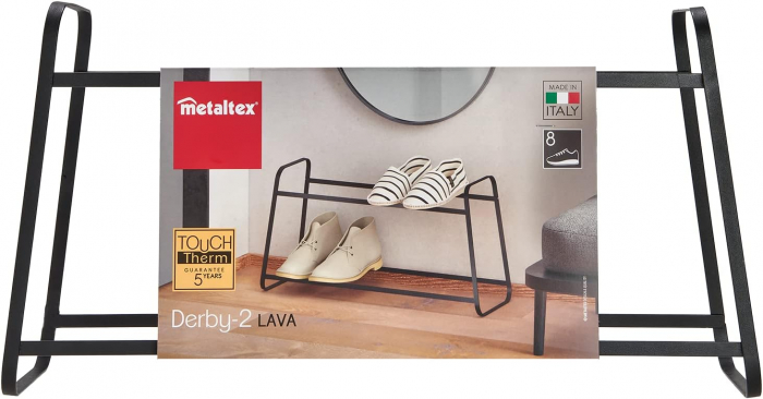 Suport, raft pentru pantofi cu 2 etaje Derby 2 Lava, negru, 52*18*27cm [3]