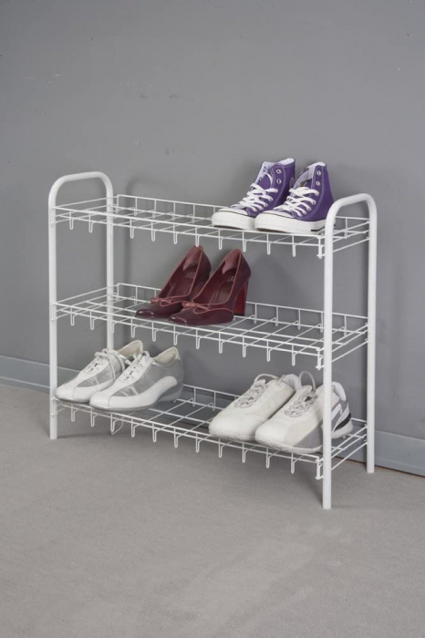 Suport, raft pentru pantofi cu 3 etaje, alb, 64x23x59 cm [3]