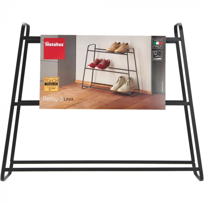 Suport, raft pentru pantofi cu 3 etaje Derby 3 Lava, negru, 52*18*45 cm [4]