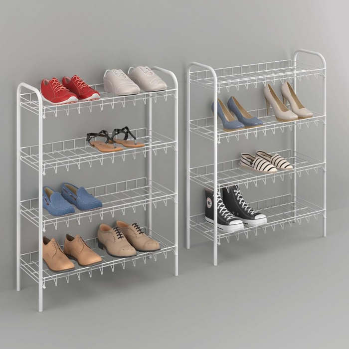 Suport, raft pentru pantofi cu 8 etaje, alb, 64x23x165 cm [4]