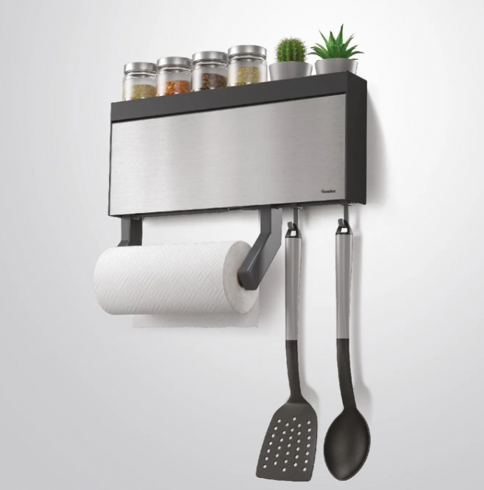Suport rola hartie, folie aluminiu, folie alimentara si 6 carlige, Tango Inox [11]