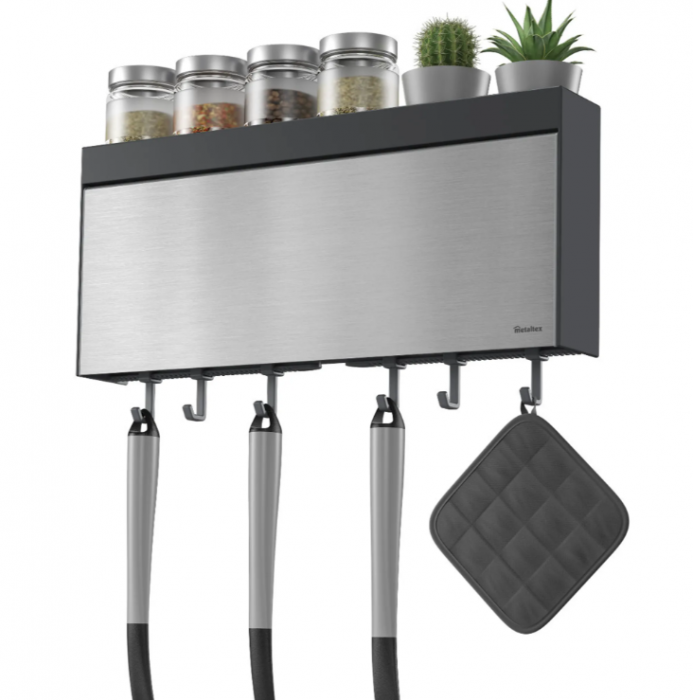 Suport rola hartie, folie aluminiu, folie alimentara si 6 carlige, Tango Inox [2]